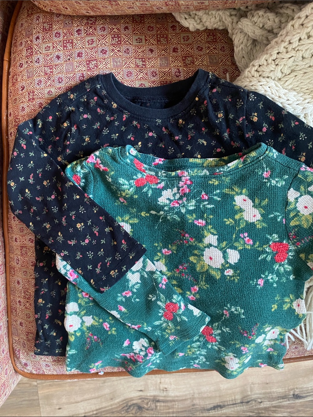 Two Floral Long-Sleeve Tees